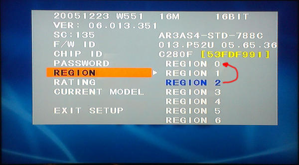 Region setting on MDV435/SDV436 DVD players