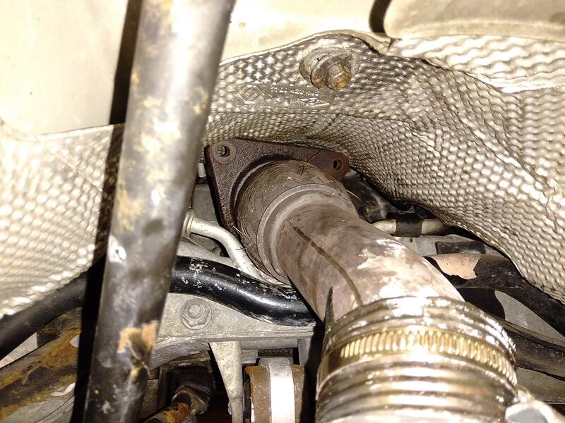 Very little room to wiggle the downpipe without lowering the subframe