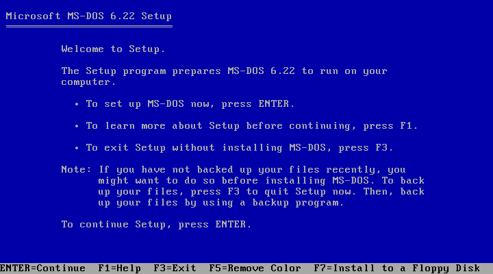 MS-DOS 6.2 installation